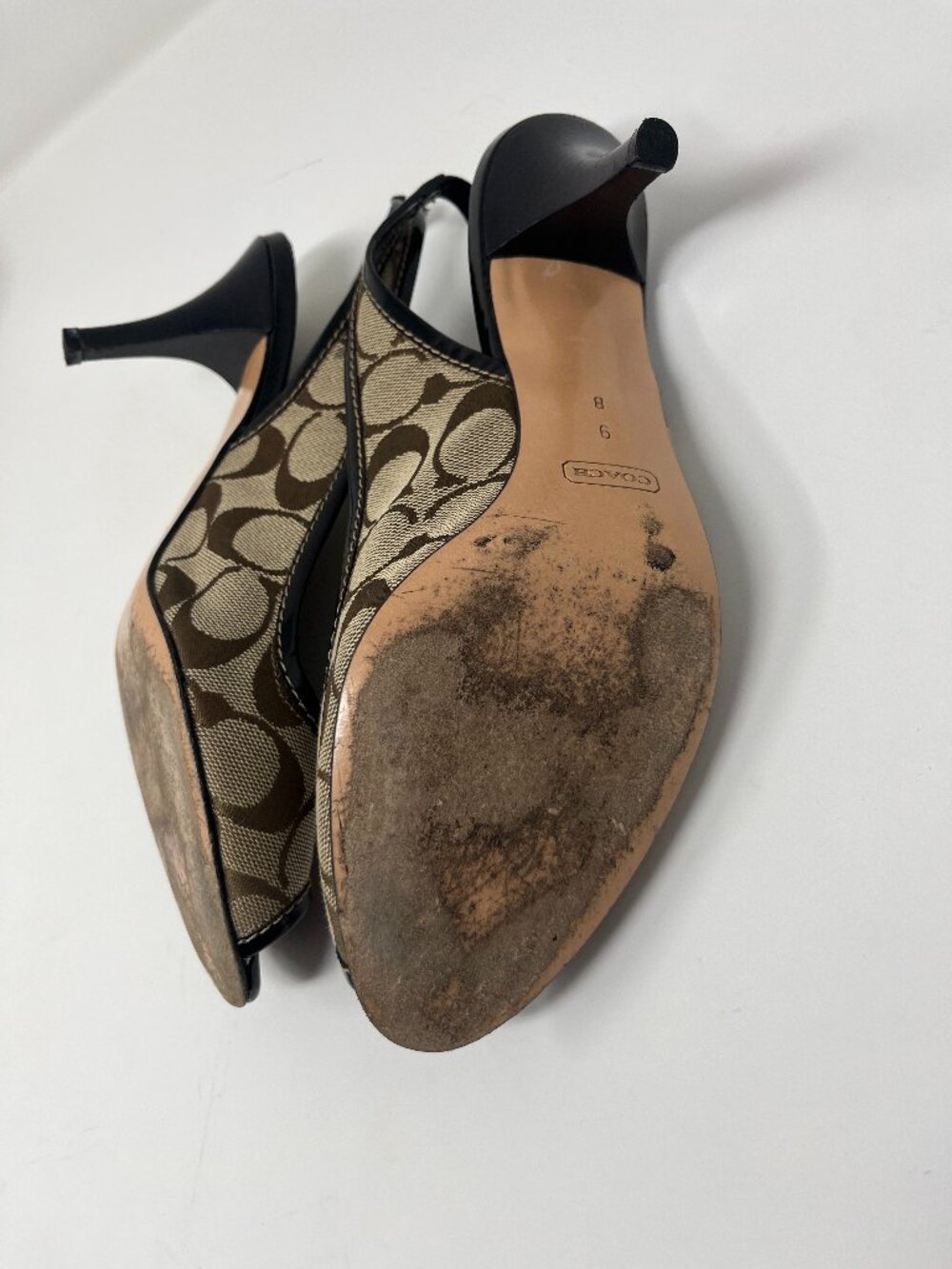 Vintage Coach Brook Signature Slingback Heels - Size 9 M - Picture 10 of 12
